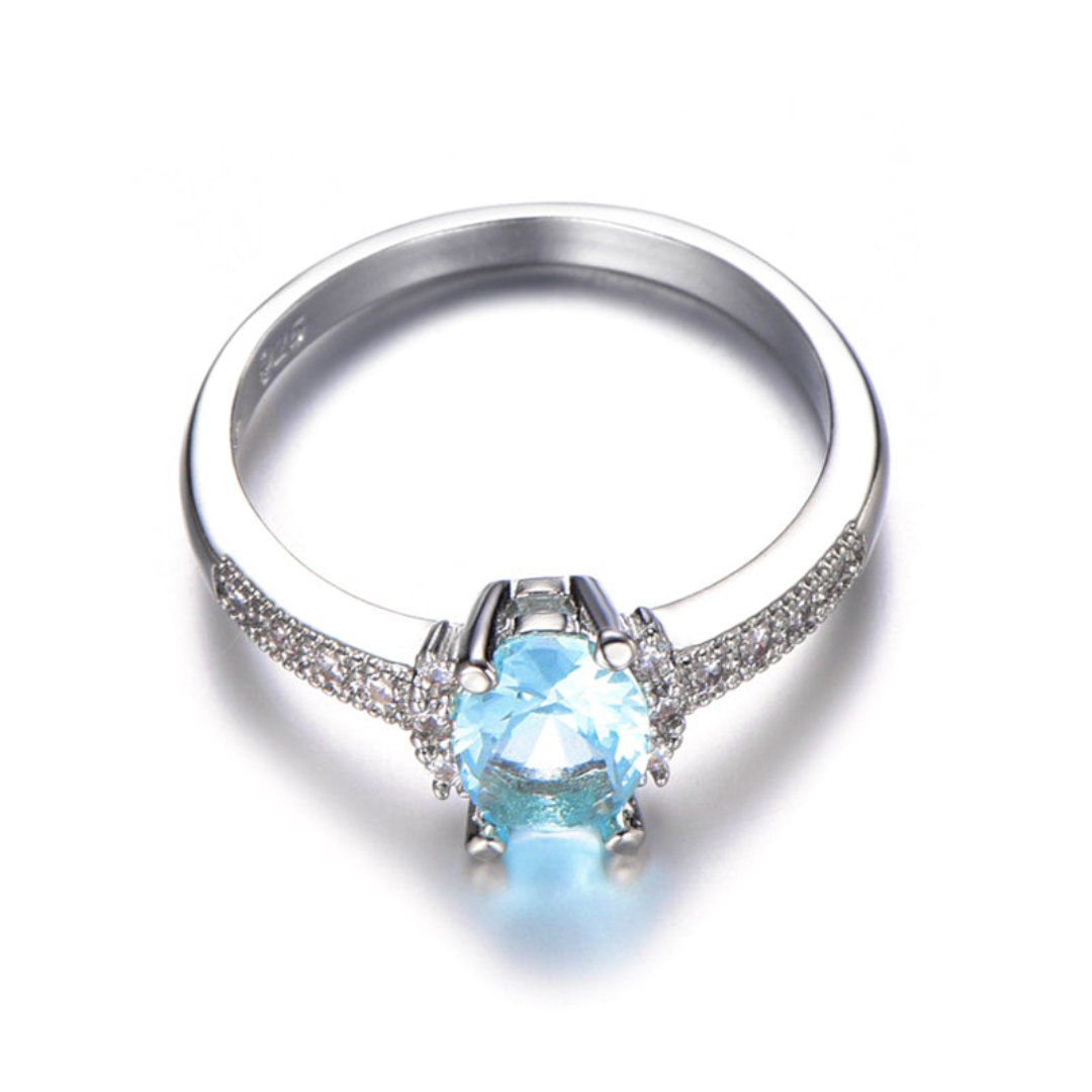Shining Aquamarine 925 Sterling Silver Ring