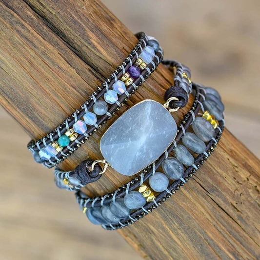 Schwarzes Labradorit-Steinarmband