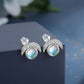 Glowing Crescent Moonstone Silver Earrings