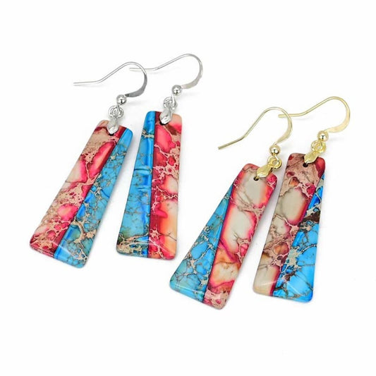 Cardinal Tetra Emperor Stone Trapezoidal Earrings