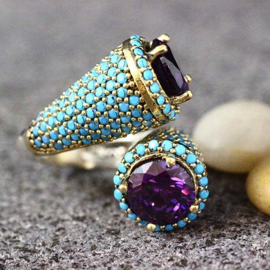 Retro Amethyst & Turquoise Ring