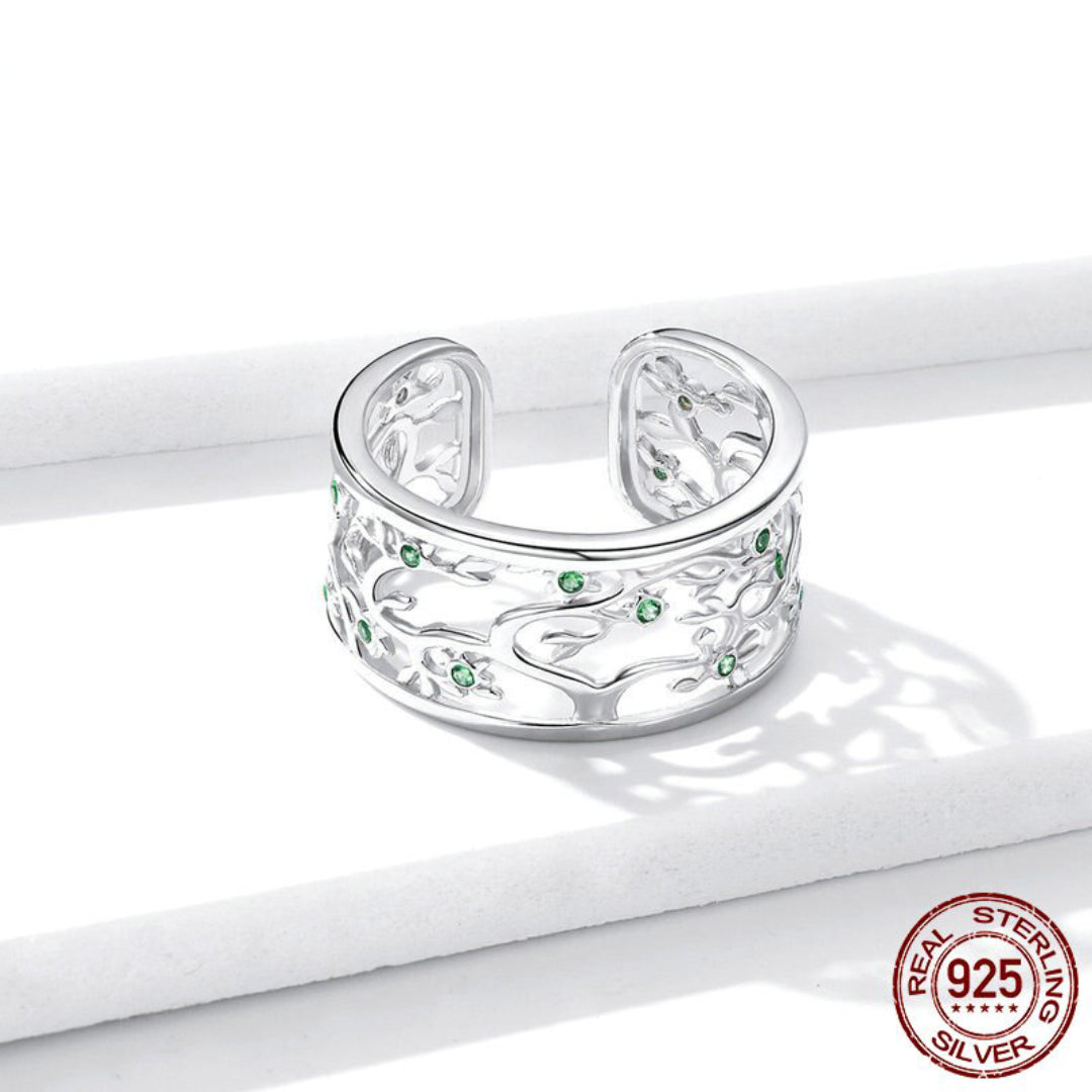 Tree of Life Adjustable Silver Ring
