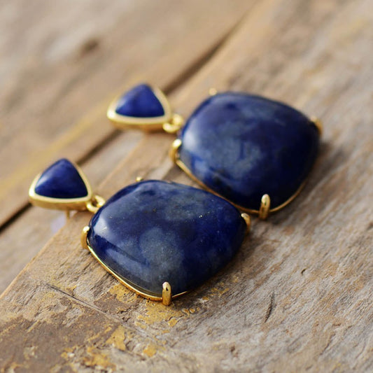 Spiritual Natural Lapis Lazuli Stud Earrings