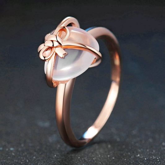 Romantic Rose Quartz 18K Gold Plated Adjustable Ring