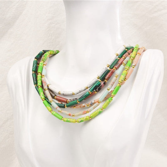 Natural Stone Tube Beads Necklaces
