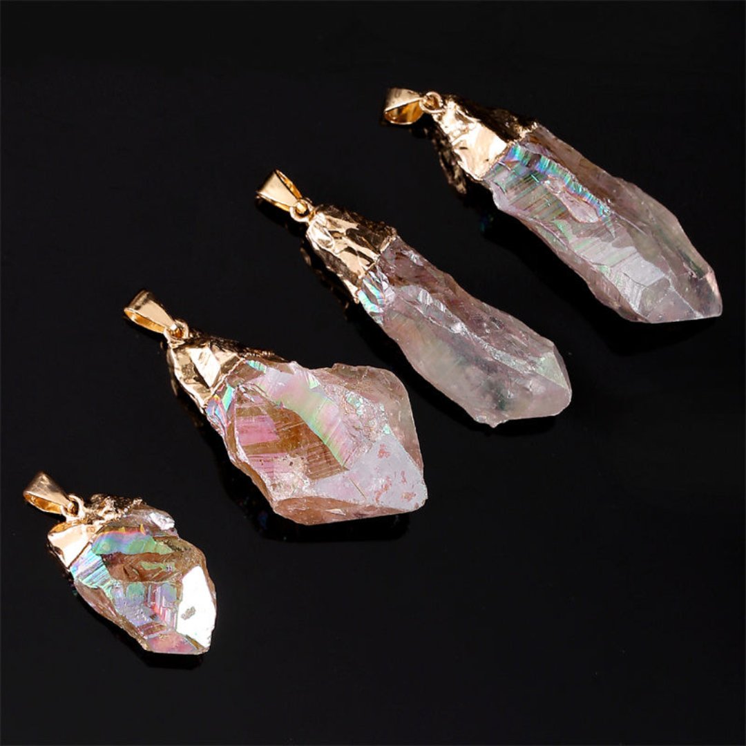 Natural Rainbow Rose Quartz Necklace