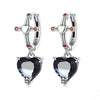 Black Heart Zirconia Silver Hoop Earrings