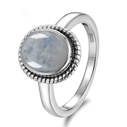 Natural Moonstone Silver Ring