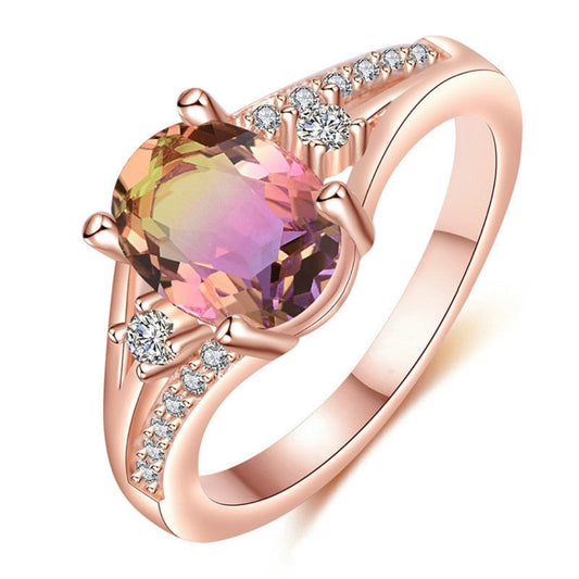 Elegant Color Zirconia Rose Gold Ring