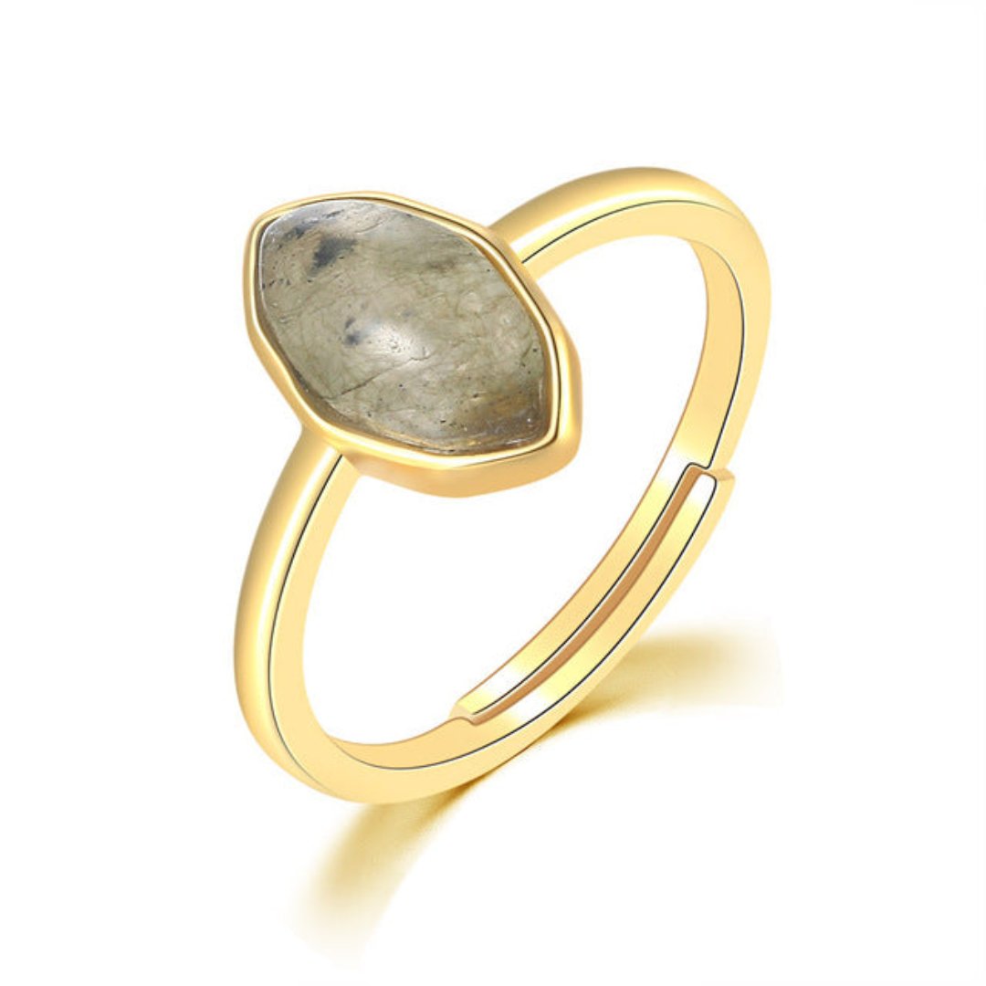 Spiritueller Labradorit 14K vergoldeter verstellbarer Ring 