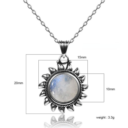 Vintage Mondstein Silber Halskette
