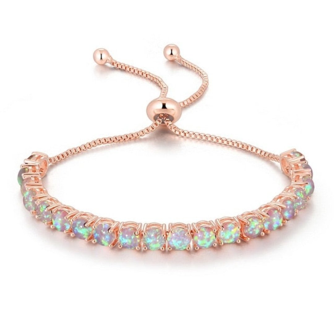 Spirituelles weißes Opal-Silberarmband 