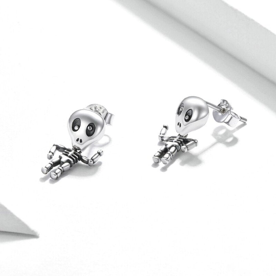 Crazy Skull 925 Sterling Silver Earrings