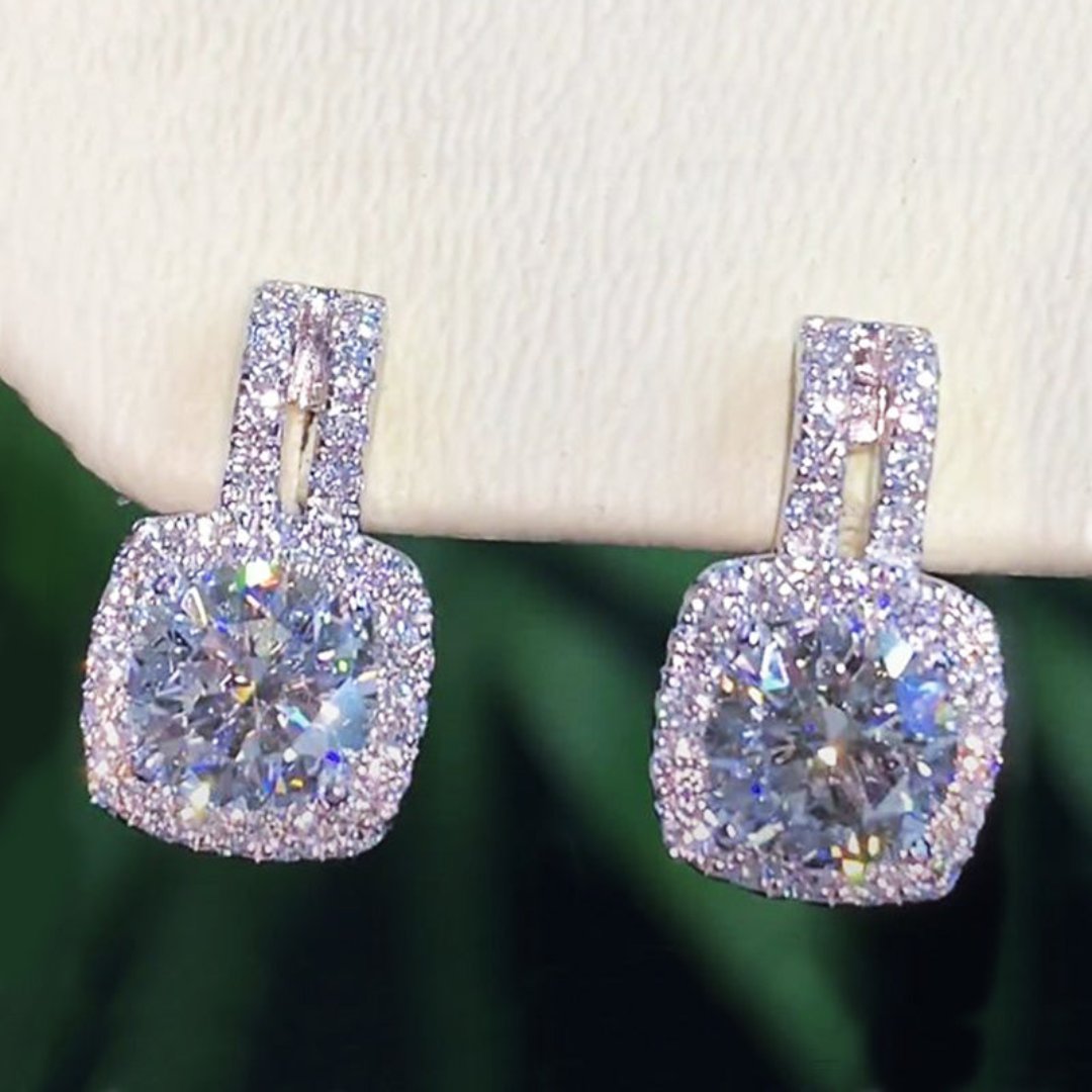 Shining Cubic Zirconia Stud Earrings
