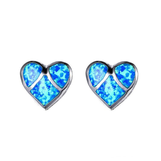 Spiritual Heart Shaped Fire Opal Earrings