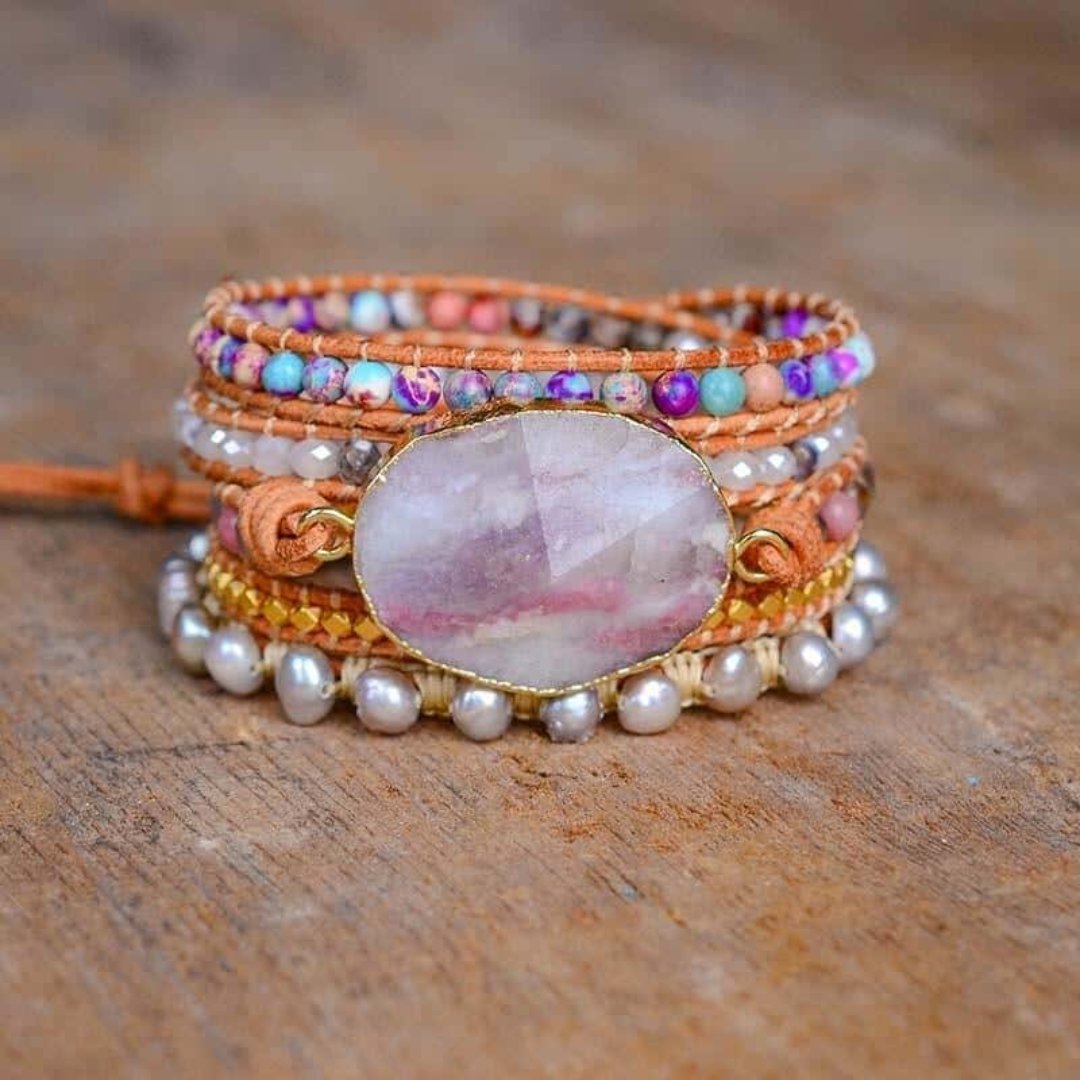 Cloudy Purple Jasper Wrap Bracelet