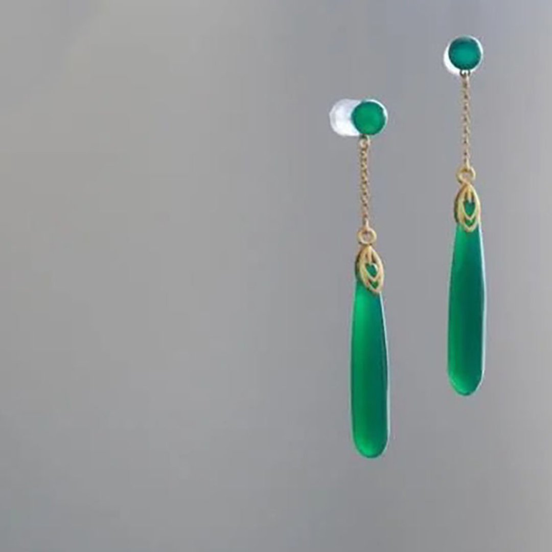 Böhmische Silbergrüne Chalcedon Ohrringe