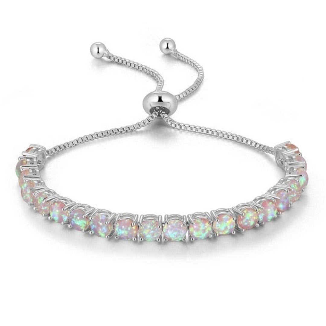 Spirituelles weißes Opal-Silberarmband 