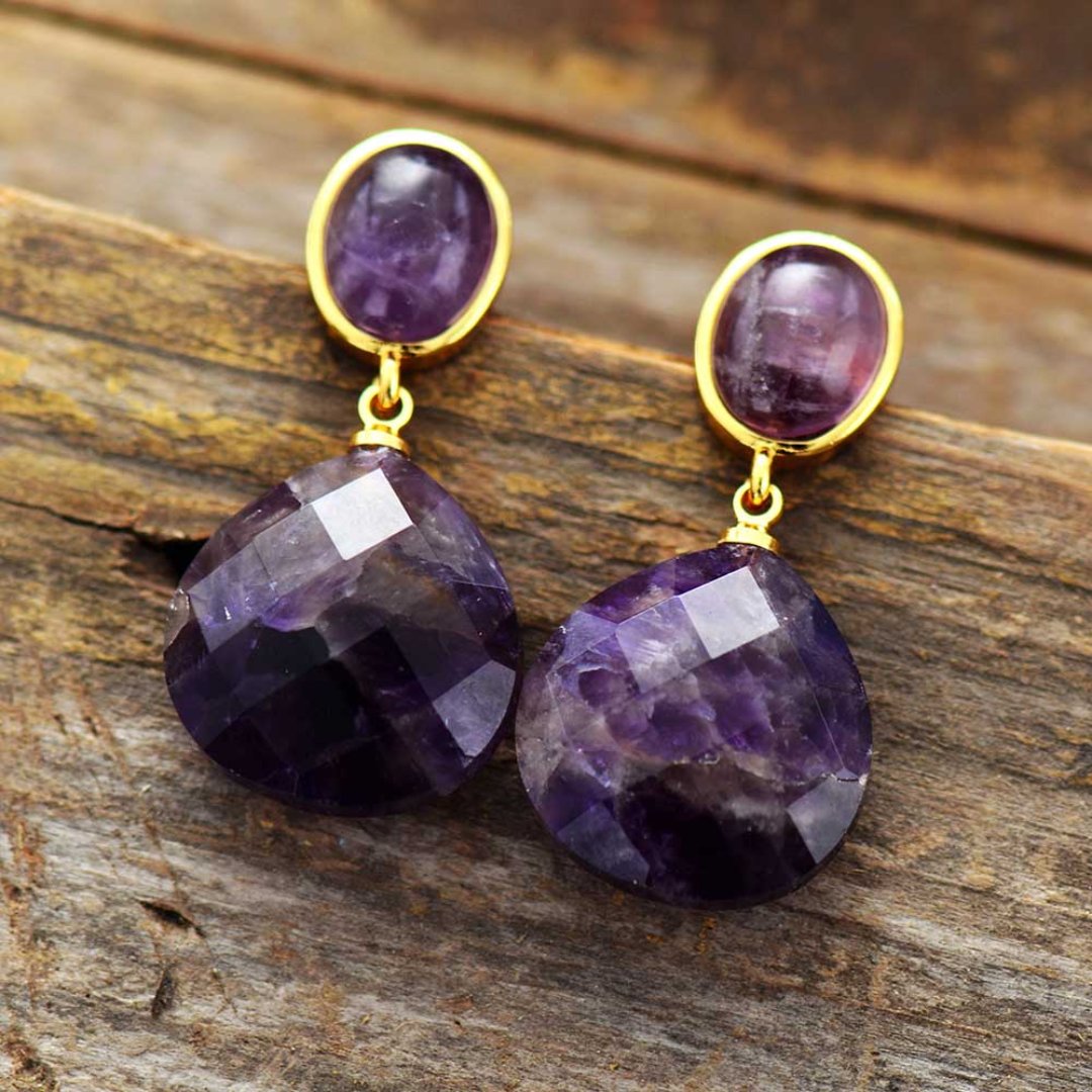 Bohemian Amethyst Teardrop Earrings