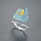 Vintage Butterfly Aquamarine Stone Adjustable Ring