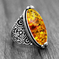 Spiritual Eye Shape Amber Ring
