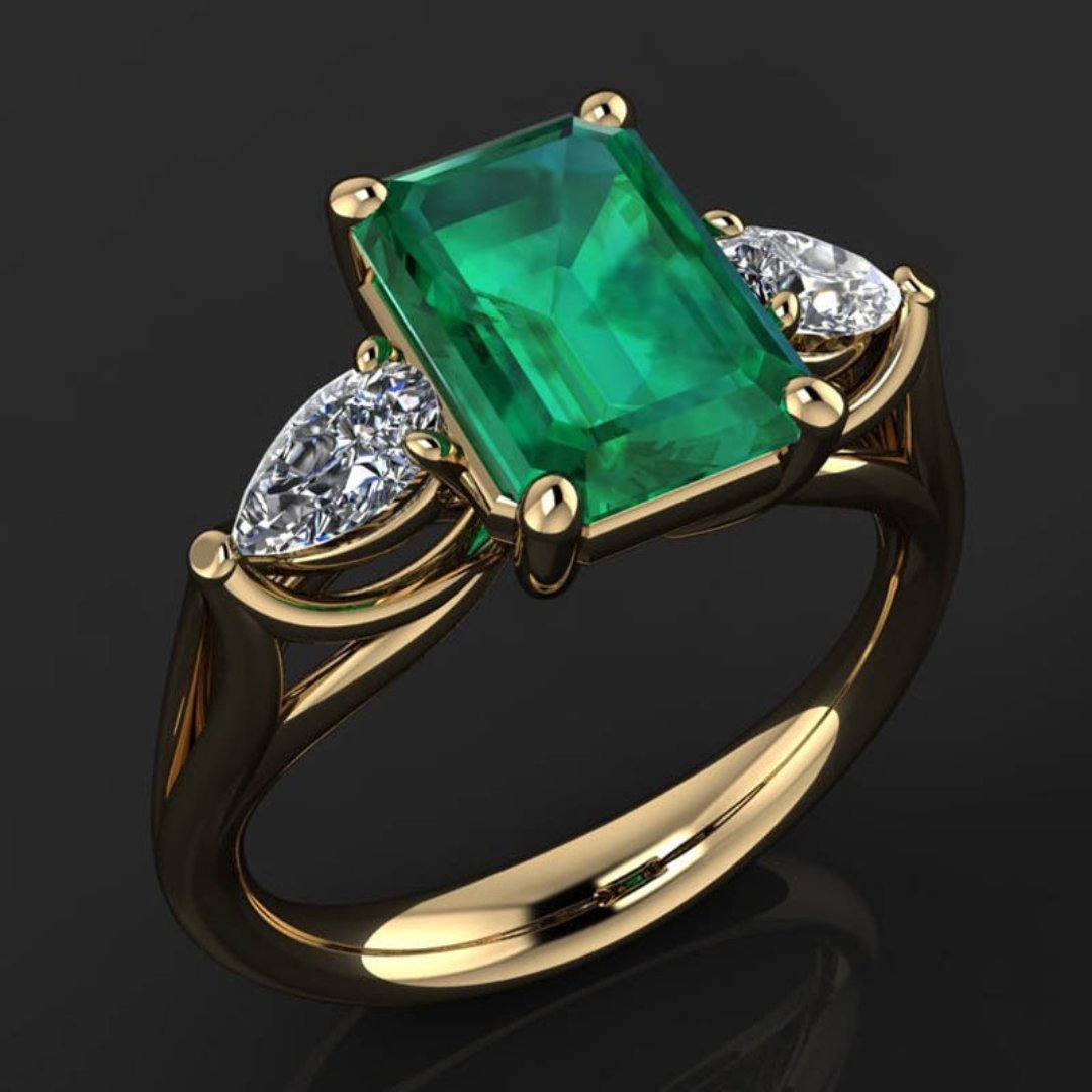 Glänzender Smaragd 925 Steling Silber Ring 