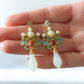 Retro White Magnolia Jade Pearl Earrings