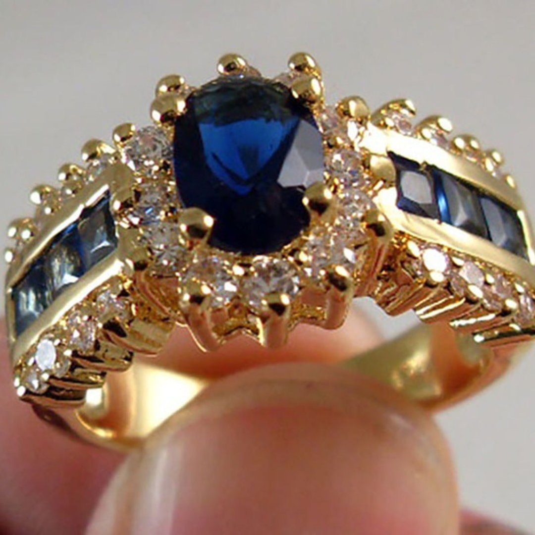 Elegant Blue & Red Zirconia Ring
