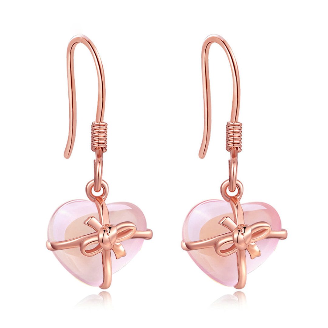 Romantic Rose Quartz 18K Gold Plated Earrings