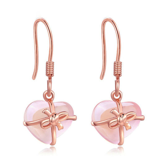 Romantic Rose Quartz 18K Gold Plated Earrings
