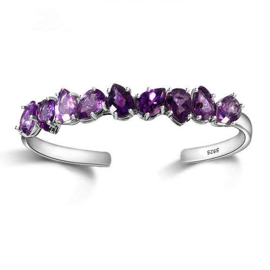 Verstellbares Amethyst-Armband aus 925er Sterlingsilber