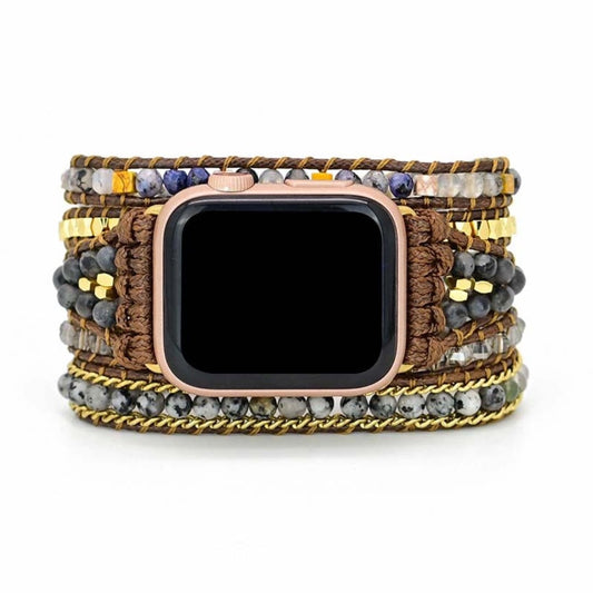 Schwarzes Labradorit-Armband für die Apple Watch