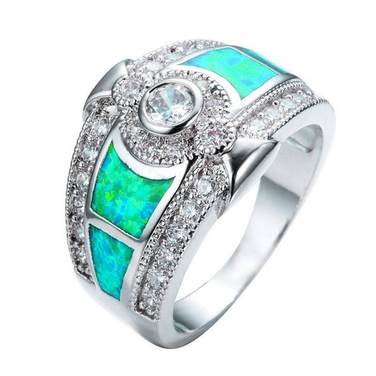 Chic Vintage Opal & Zirconia Ring