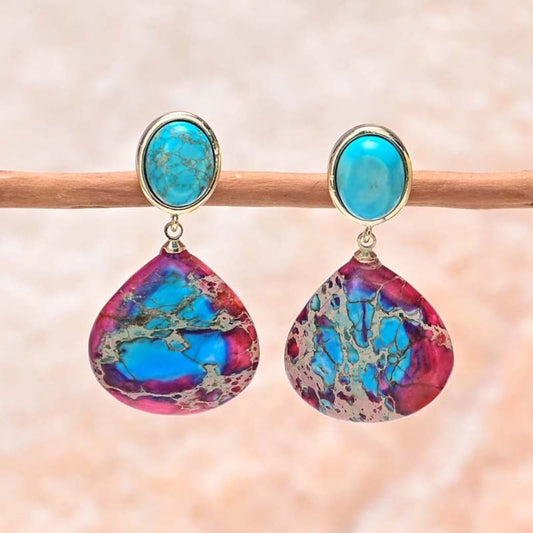Ethnic Natural Jasper Stone Earings