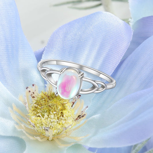 Chic Oval Moonstone 925 Sterling Silver Ring