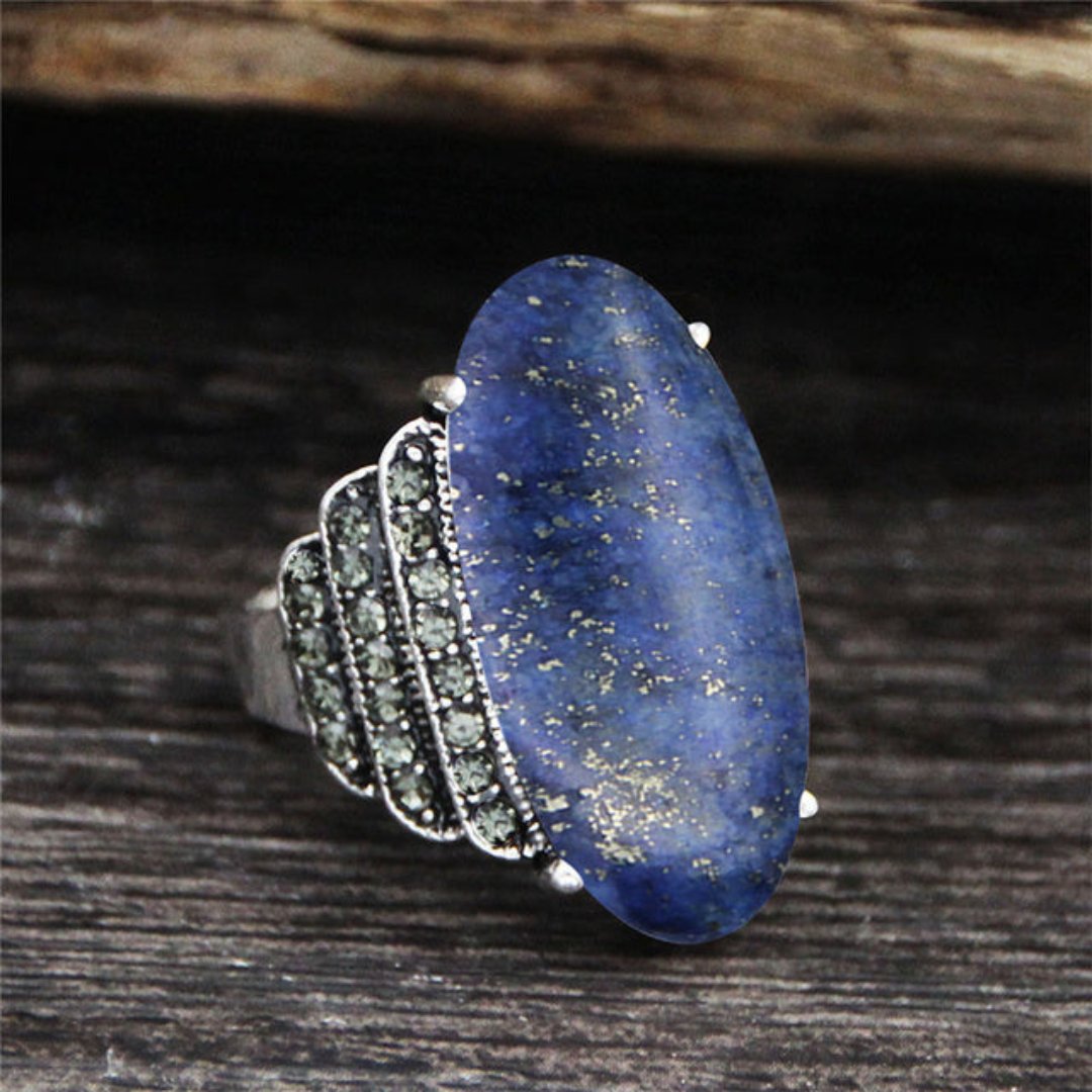Spiritueller Naturstein versilberter Ring