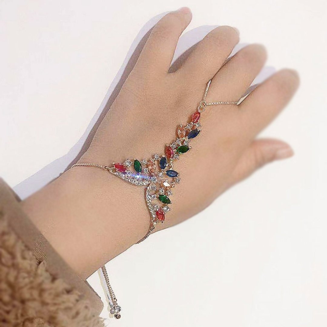 Luxury Indian Style Colorful Zirconia Gold Plated Bracelet