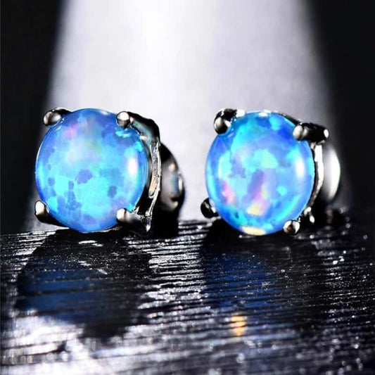 Blauer Spirit-Opal-Silberohrring