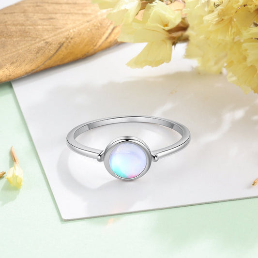 Minimalist Moonstone 925 Sterling Silver Ring