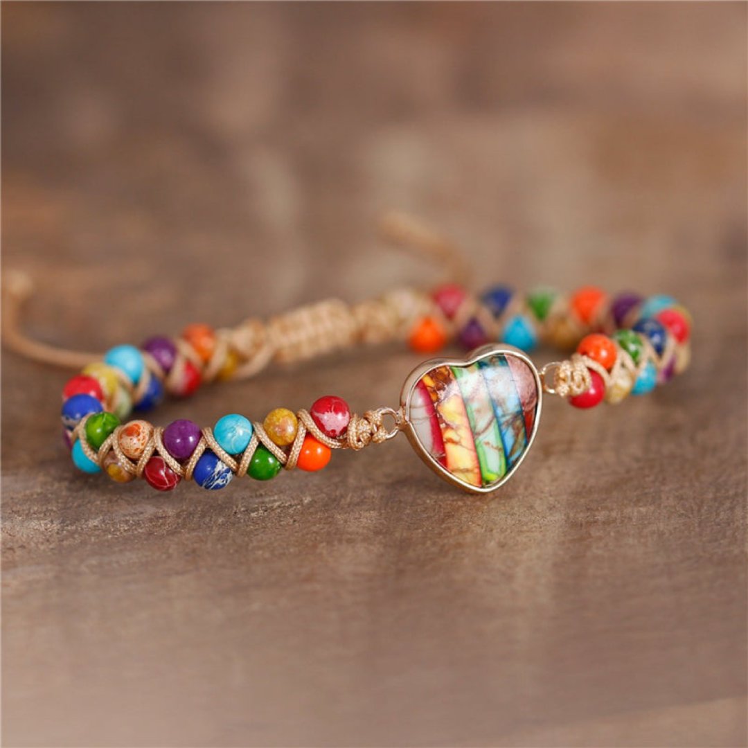 7 Chakra Heart Unisex Natural Stone Braided Bracelet