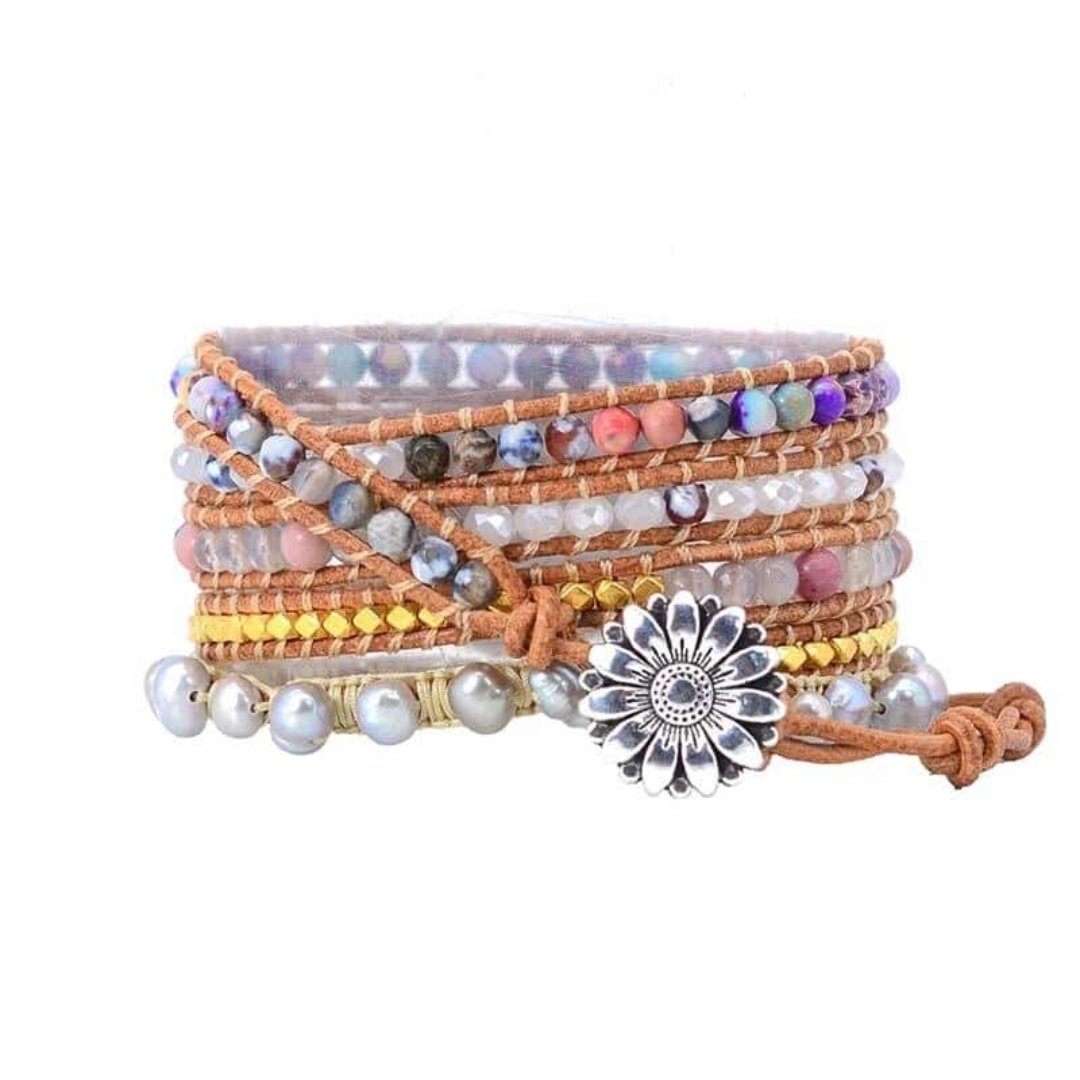 Cloudy Purple Jasper Wrap Bracelet