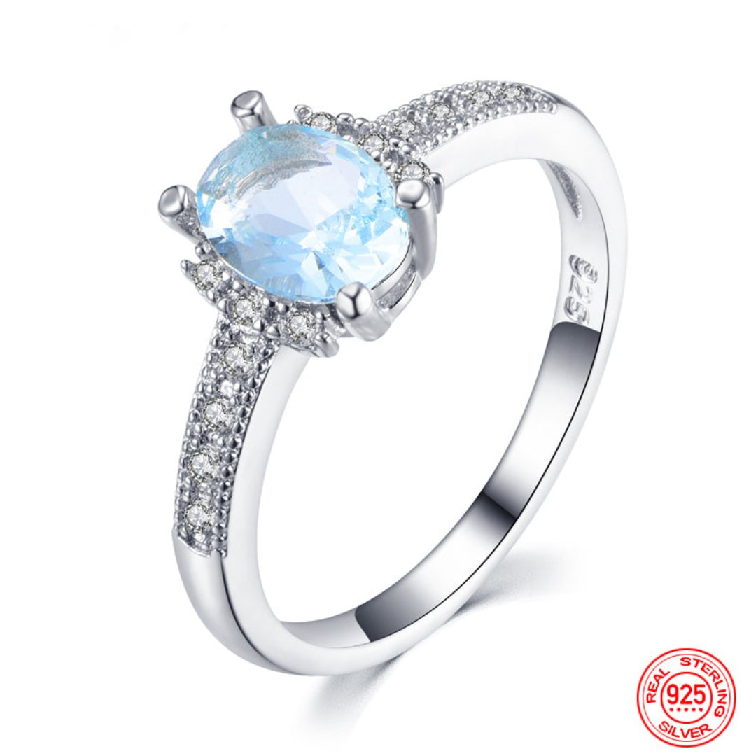 Shining Aquamarine 925 Sterling Silver Ring