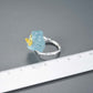 Vintage Butterfly Aquamarine Stone Adjustable Ring