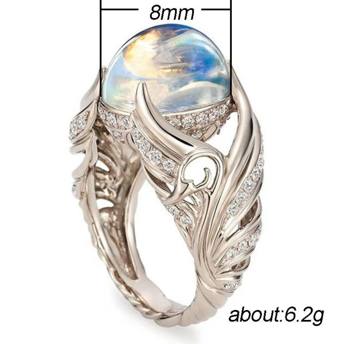 Vintage Moonstone Big Circular Cut Silver Ring