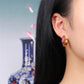 Elegant Red Corundum Gold Plated Earrings