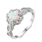 Flower Opal White Gold Plated Ring