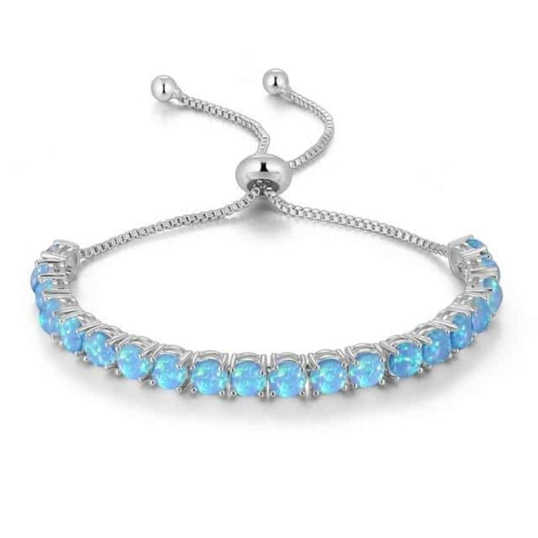 Blaues Feueropal-Silberarmband