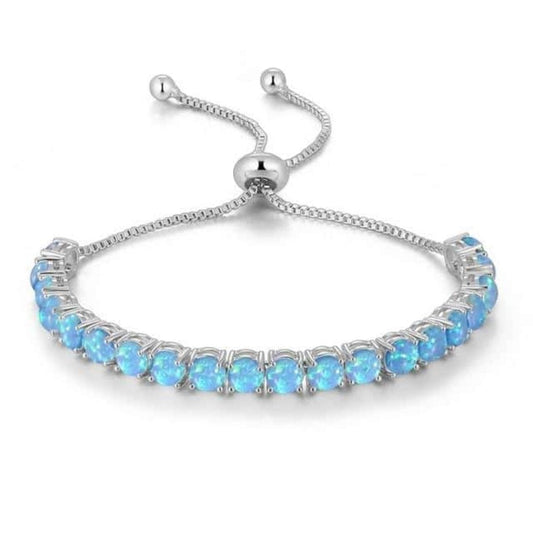 Blaues Feueropal-Silberarmband