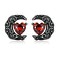 Red Zirconia Black 925 Sterling Silver Earrings