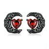 Red Zirconia Black 925 Sterling Silver Earrings